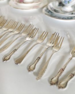 vintage silver cake fork hire
