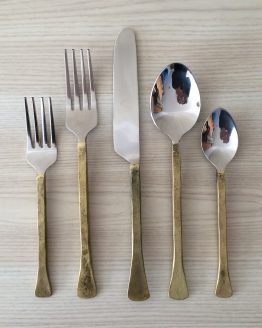 rent rustic brass cutlery