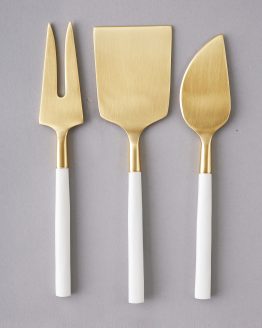 white and gold cheese knife hire nz