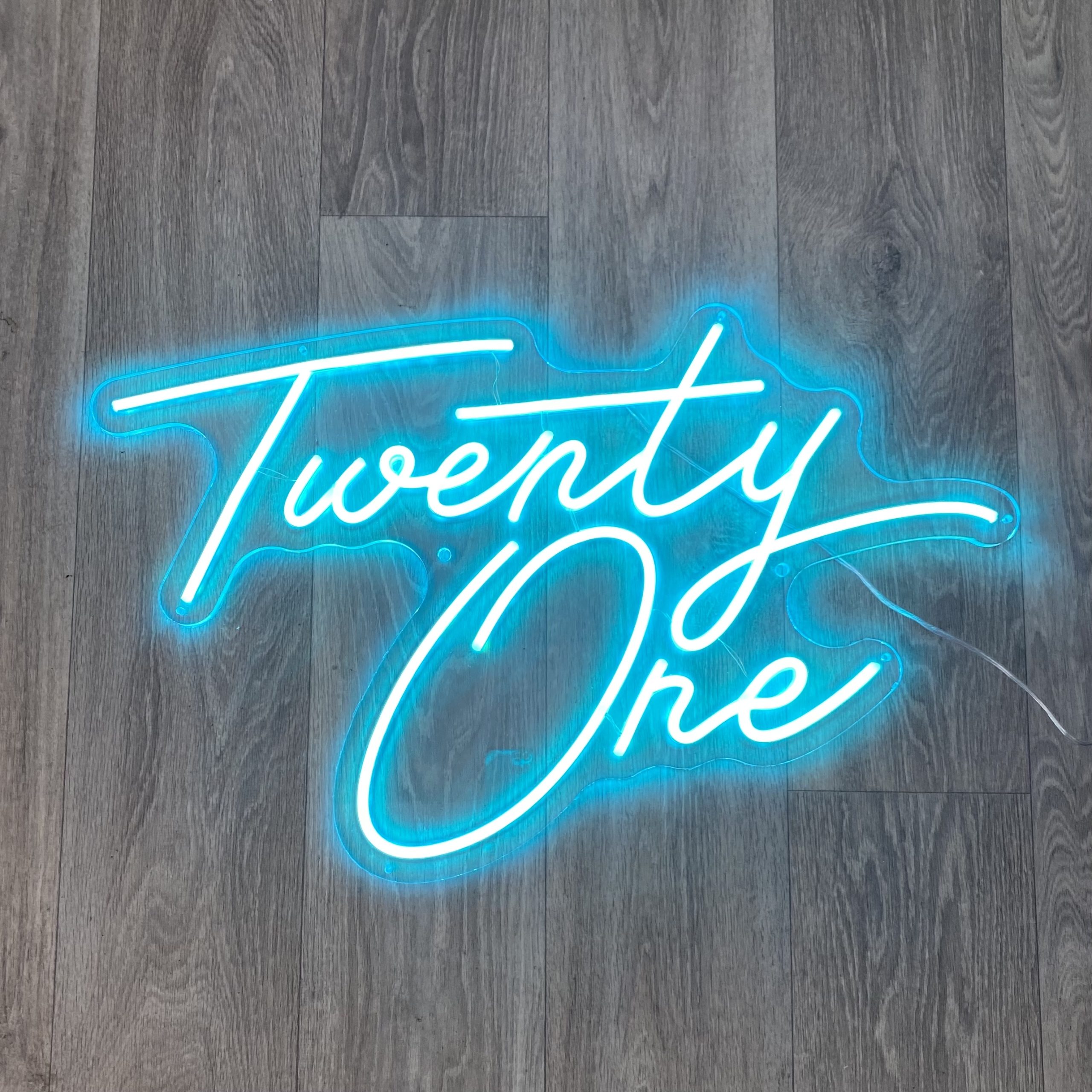 Twenty One Neon Sign - Ice Blue - The Pretty Prop Shop - Auckland Wedding  and Event Hire